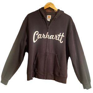 Carhartt Vintage Full Zip Zip Up Black Hoodie Size XL